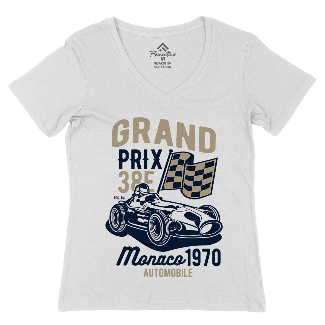 Grand Prix Womens Organic V-Neck T-Shirt Cars B218
