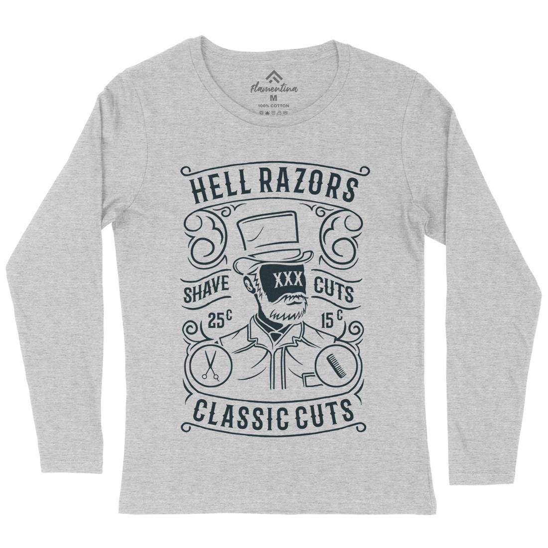 Hell Razors Womens Long Sleeve T-Shirt Barber B220