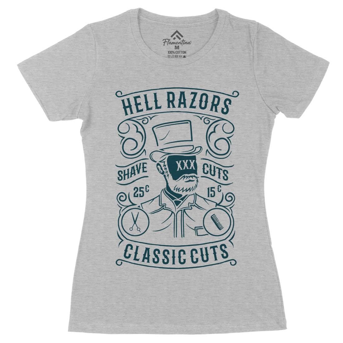 Hell Razors Womens Organic Crew Neck T-Shirt Barber B220