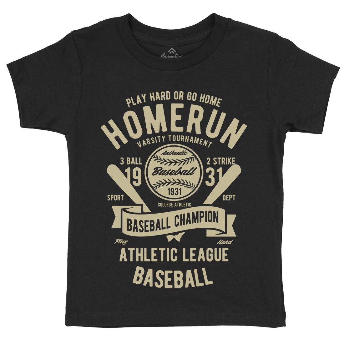 Homerun Baseball Kids Crew Neck T-Shirt Sport B221