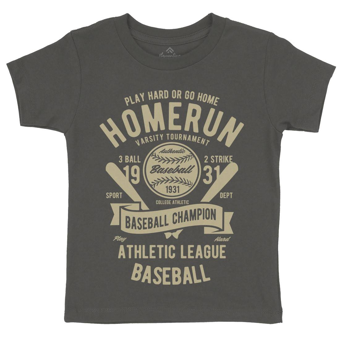 Homerun Baseball Kids Organic Crew Neck T-Shirt Sport B221