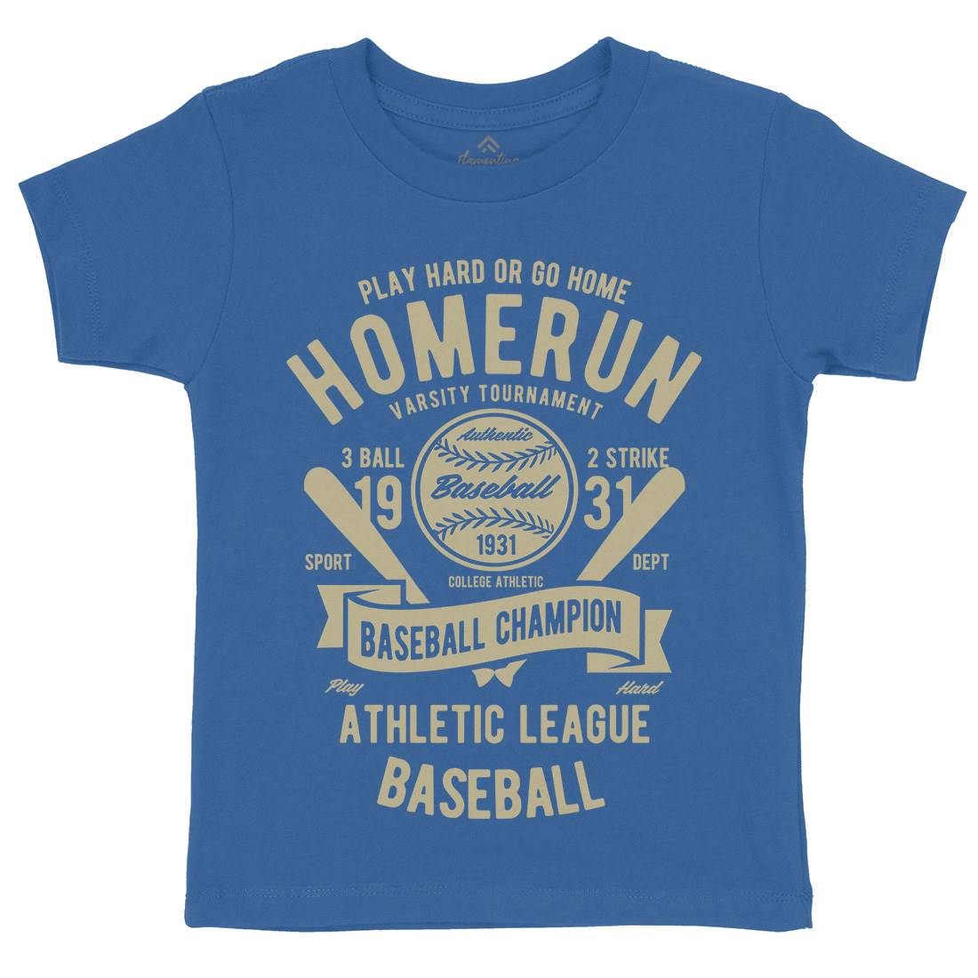 Homerun Baseball Kids Organic Crew Neck T-Shirt Sport B221
