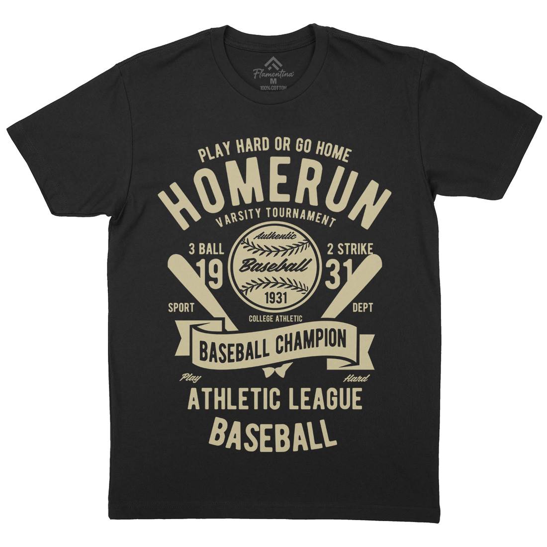 Homerun Baseball Mens Crew Neck T-Shirt Sport B221