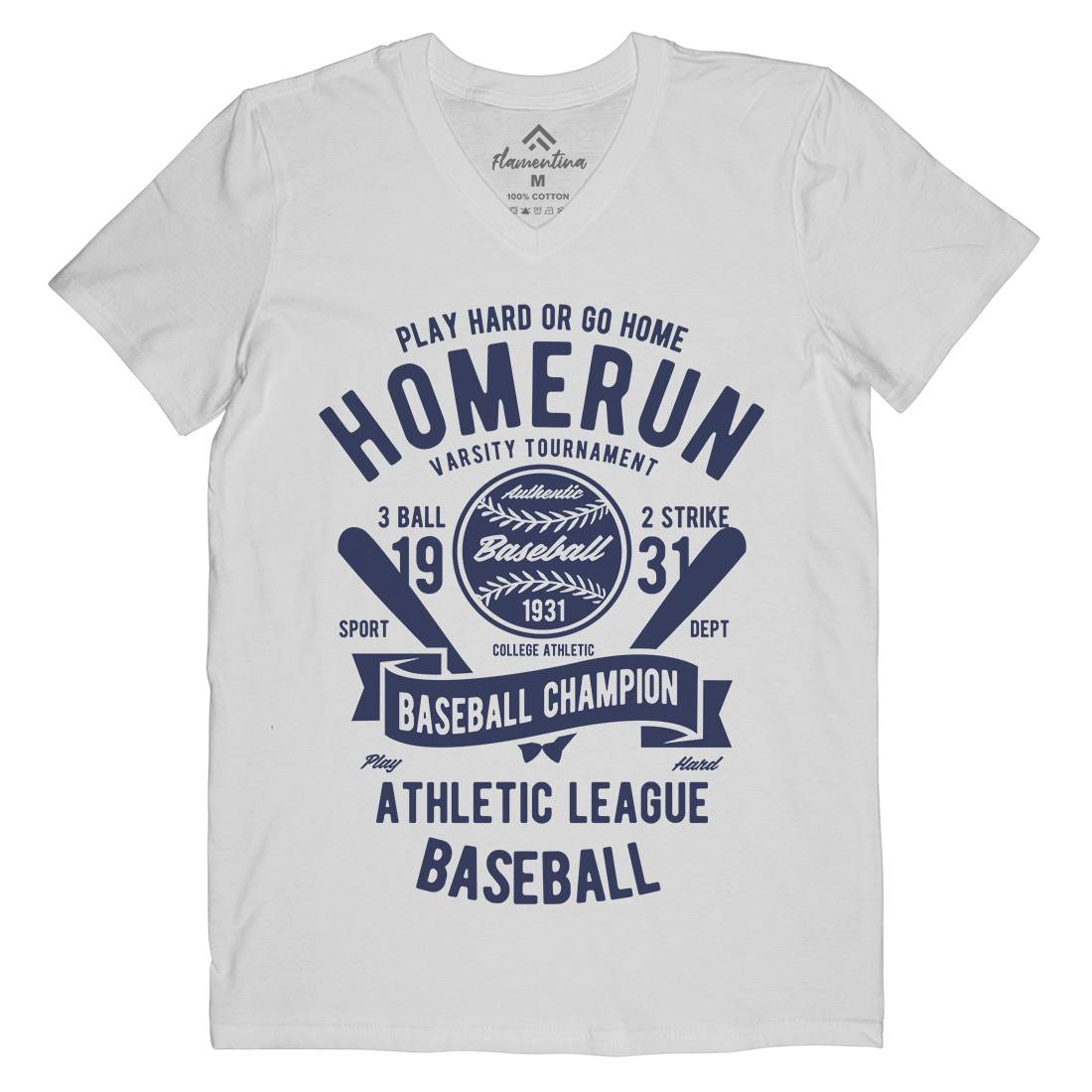 Homerun Baseball Mens V-Neck T-Shirt Sport B221