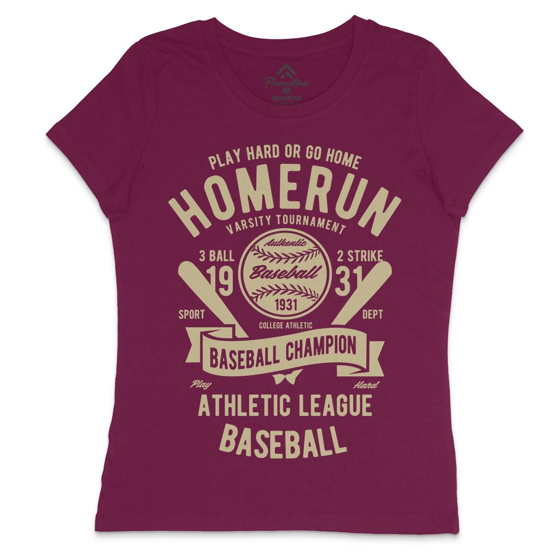 Homerun Baseball Womens Crew Neck T-Shirt Sport B221