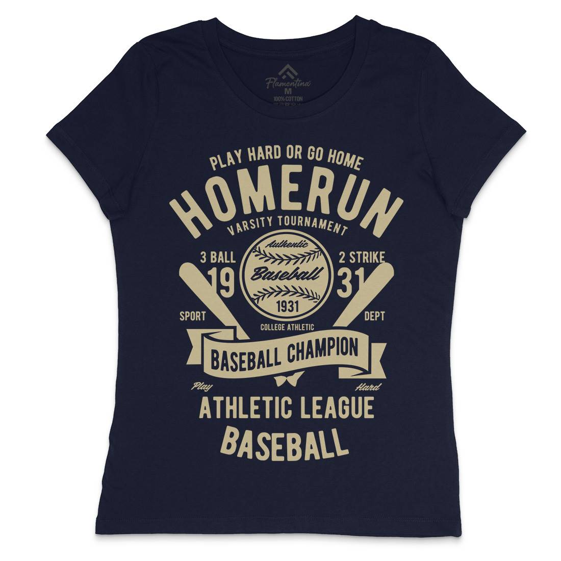 Homerun Baseball Womens Crew Neck T-Shirt Sport B221
