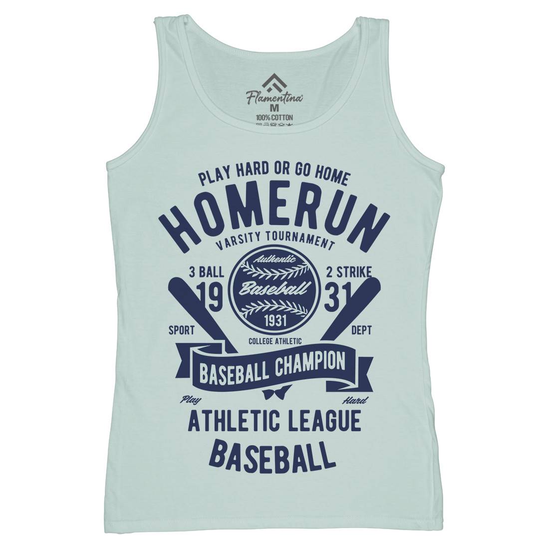 Homerun Baseball Womens Organic Tank Top Vest Sport B221