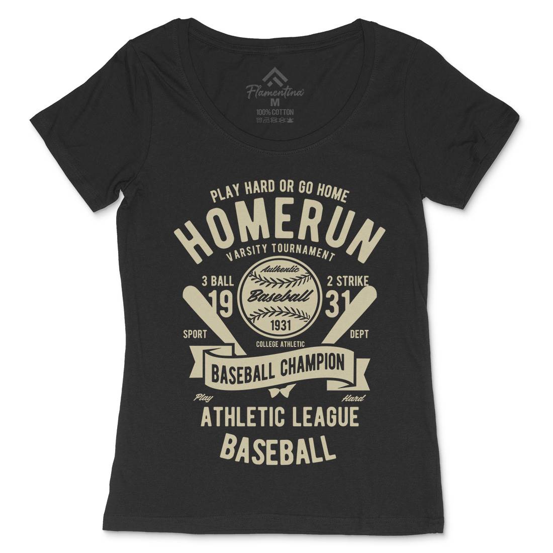 Homerun Baseball Womens Scoop Neck T-Shirt Sport B221