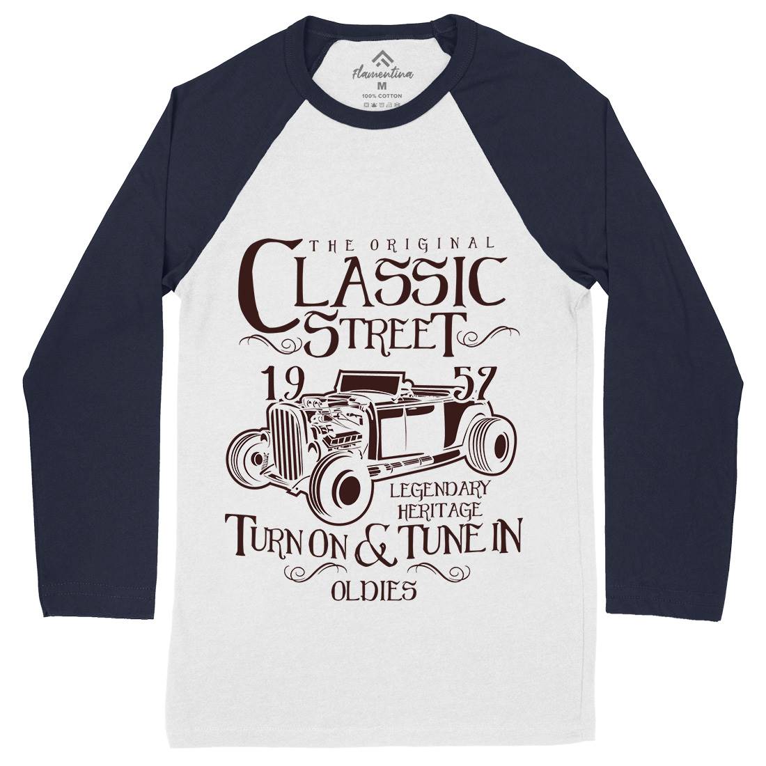 Hot Rod Classic Mens Long Sleeve Baseball T-Shirt Cars B222