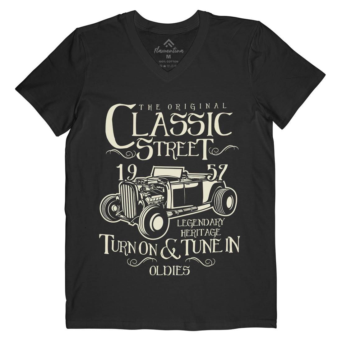 Hot Rod Classic Mens Organic V-Neck T-Shirt Cars B222