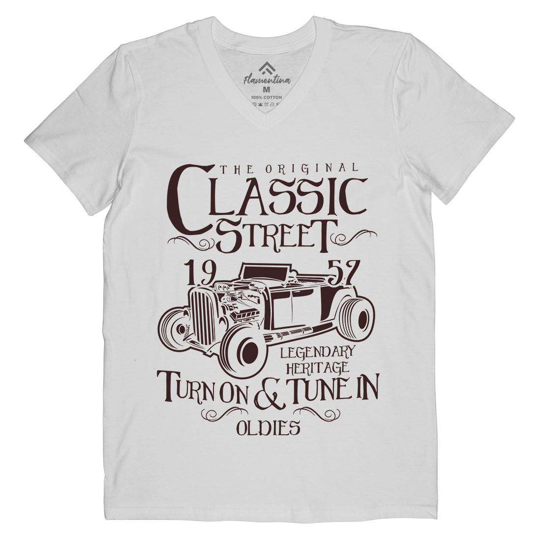 Hot Rod Classic Mens Organic V-Neck T-Shirt Cars B222
