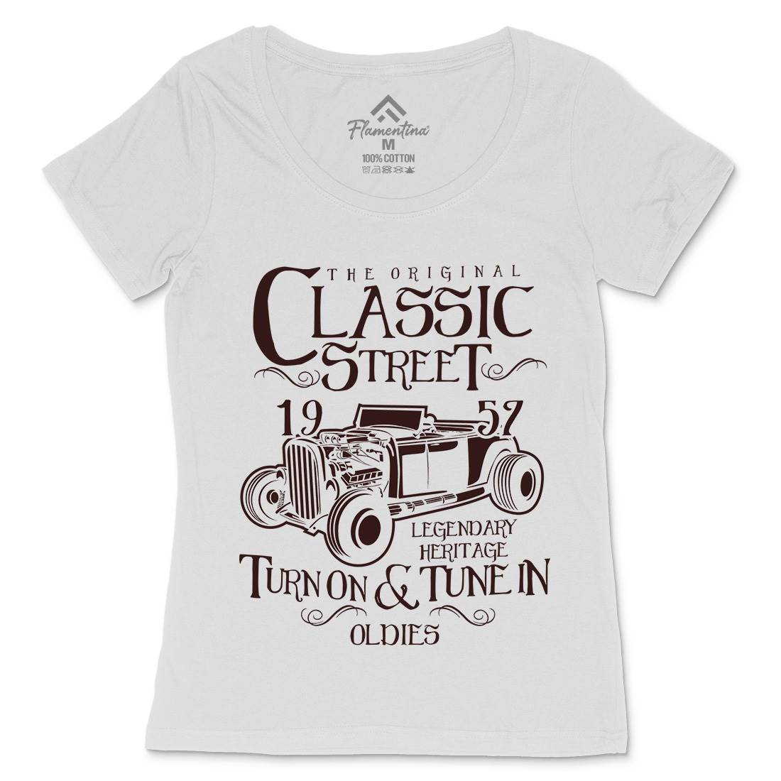 Hot Rod Classic Womens Scoop Neck T-Shirt Cars B222