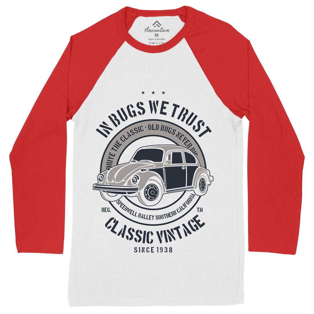 In Bugs We Trust Mens Long Sleeve Baseball T-Shirt Cars B223