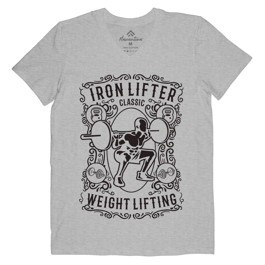Iron Lifter Mens Organic V-Neck T-Shirt Gym B224