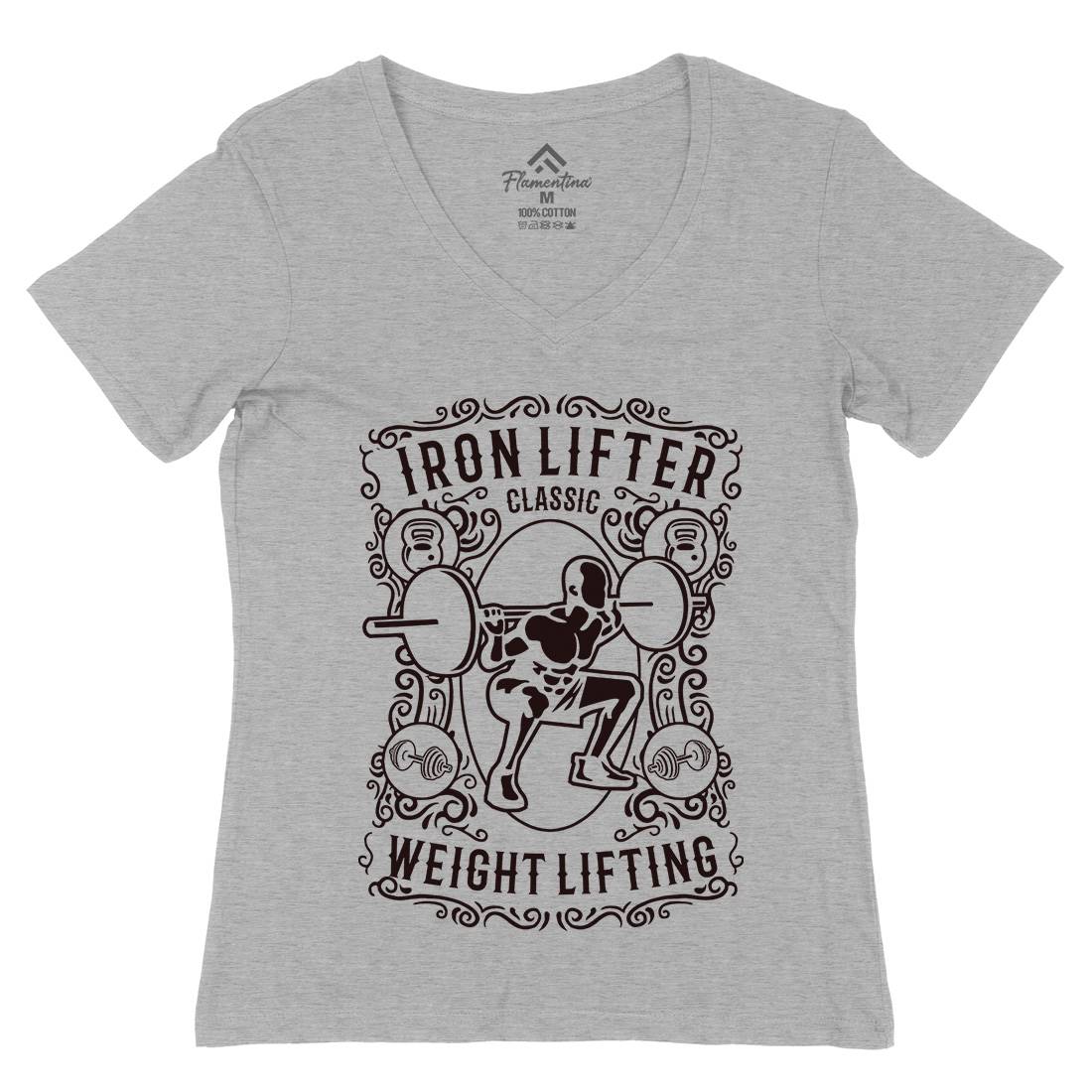 Iron Lifter Womens Organic V-Neck T-Shirt Gym B224