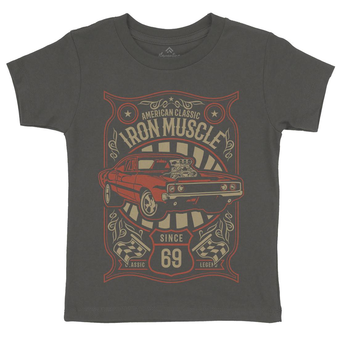 Iron Muscle Kids Organic Crew Neck T-Shirt Cars B225