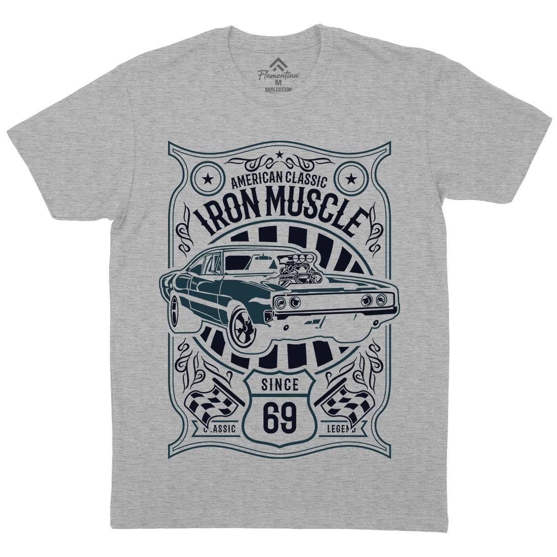 Iron Muscle Mens Crew Neck T-Shirt Cars B225