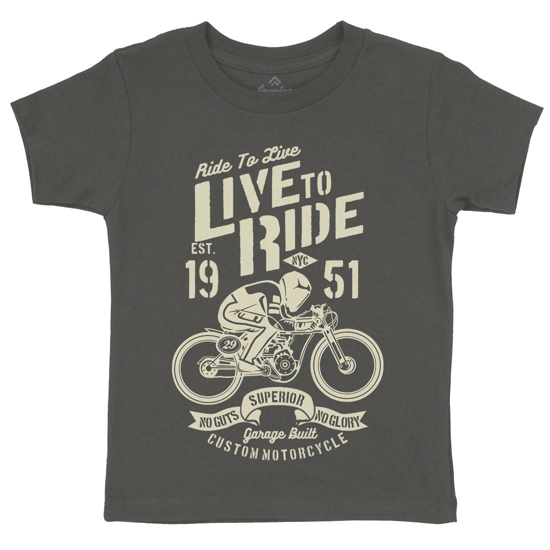 Live To Ride Kids Organic Crew Neck T-Shirt Motorcycles B227