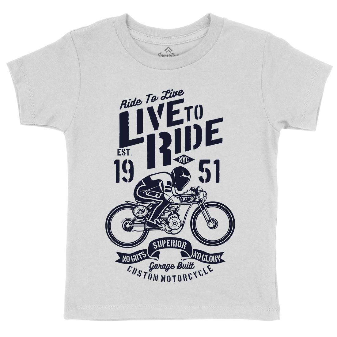 Live To Ride Kids Organic Crew Neck T-Shirt Motorcycles B227