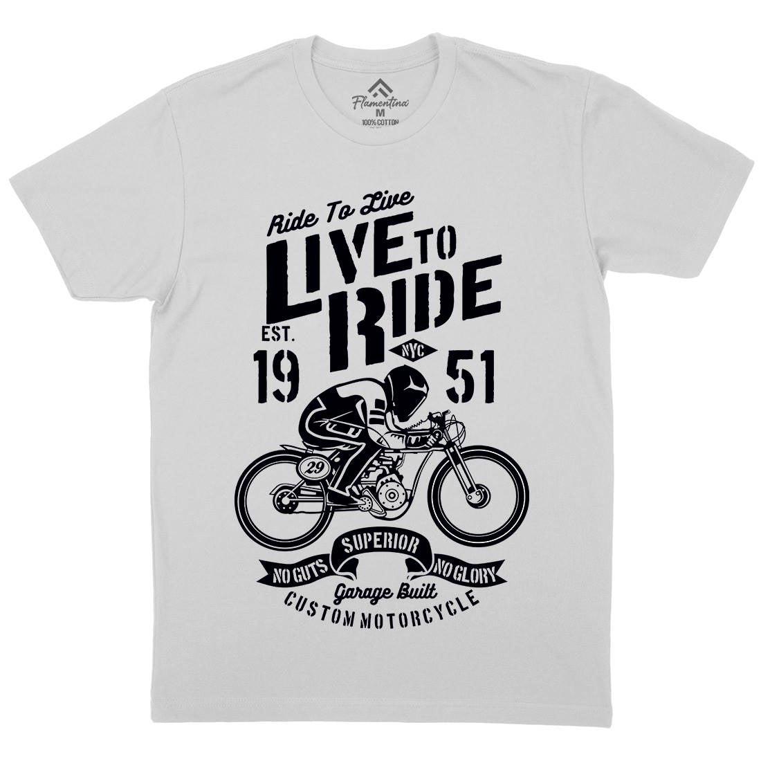 Live To Ride Mens Crew Neck T-Shirt Motorcycles B227
