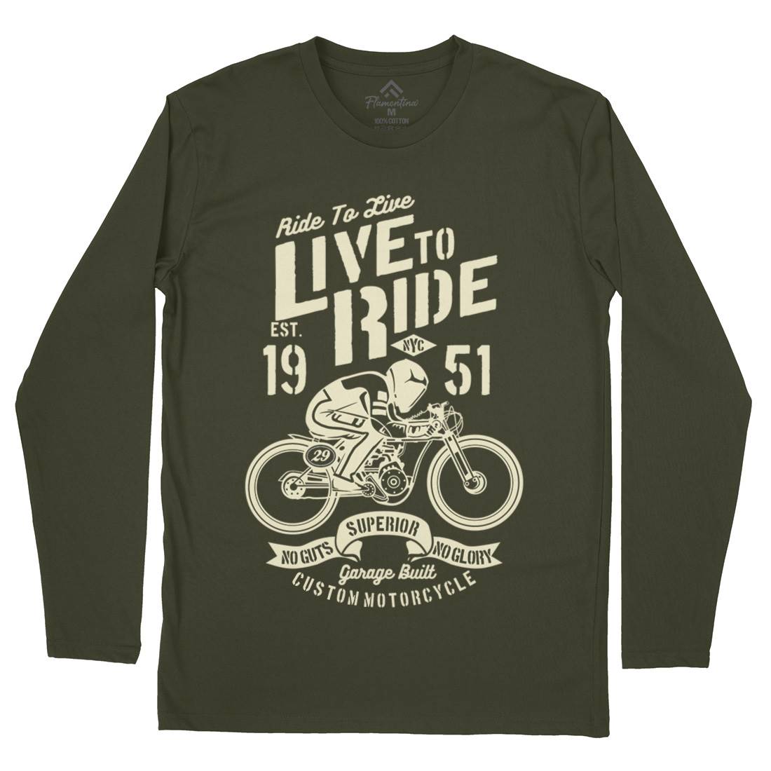 Live To Ride Mens Long Sleeve T-Shirt Motorcycles B227
