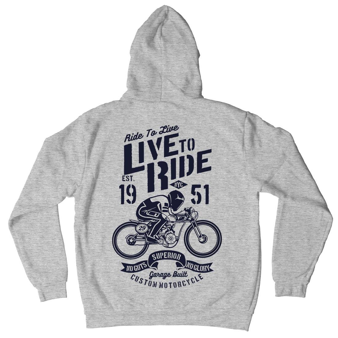 Live To Ride Mens Hoodie With Pocket Motorcycles B227