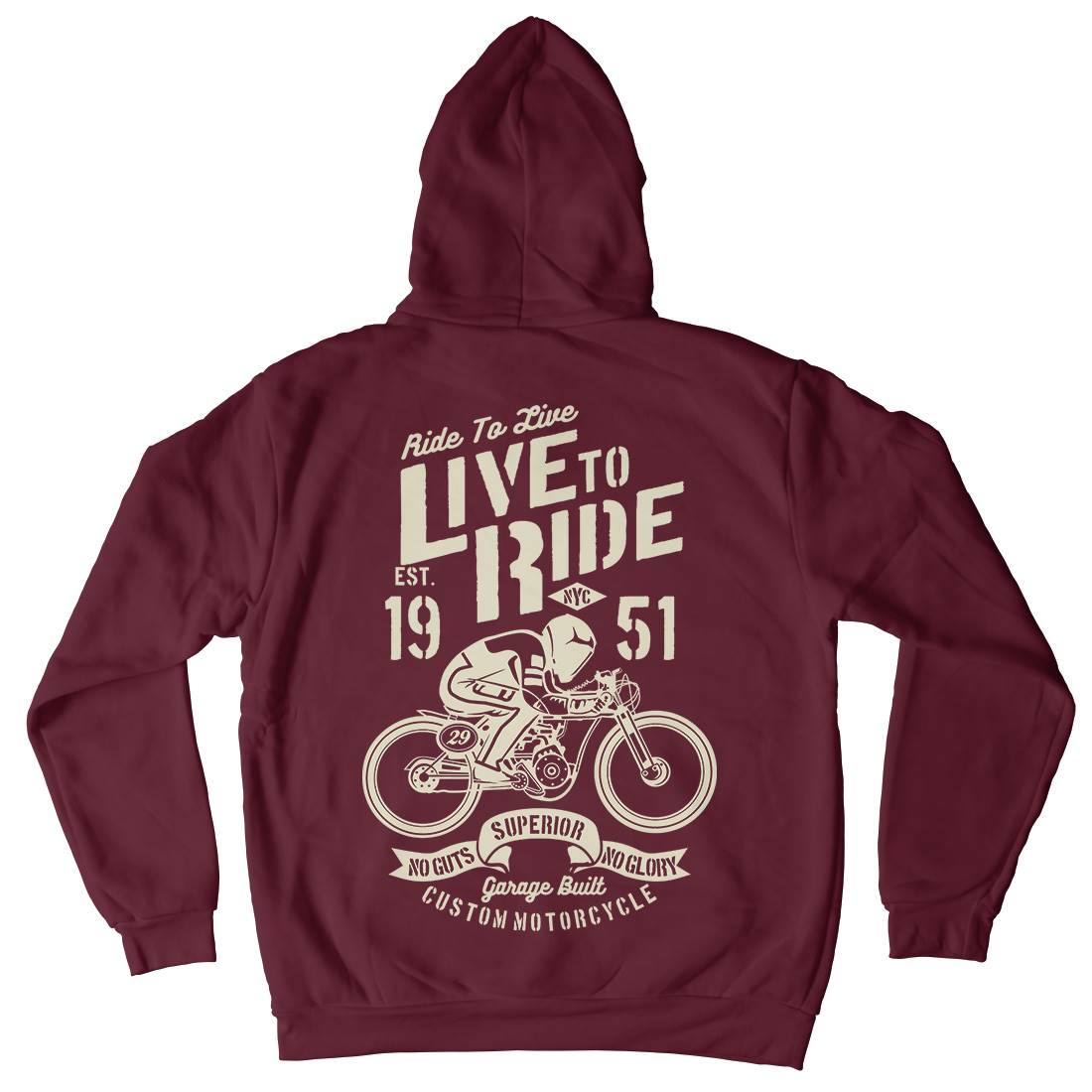 Live To Ride Mens Hoodie With Pocket Motorcycles B227