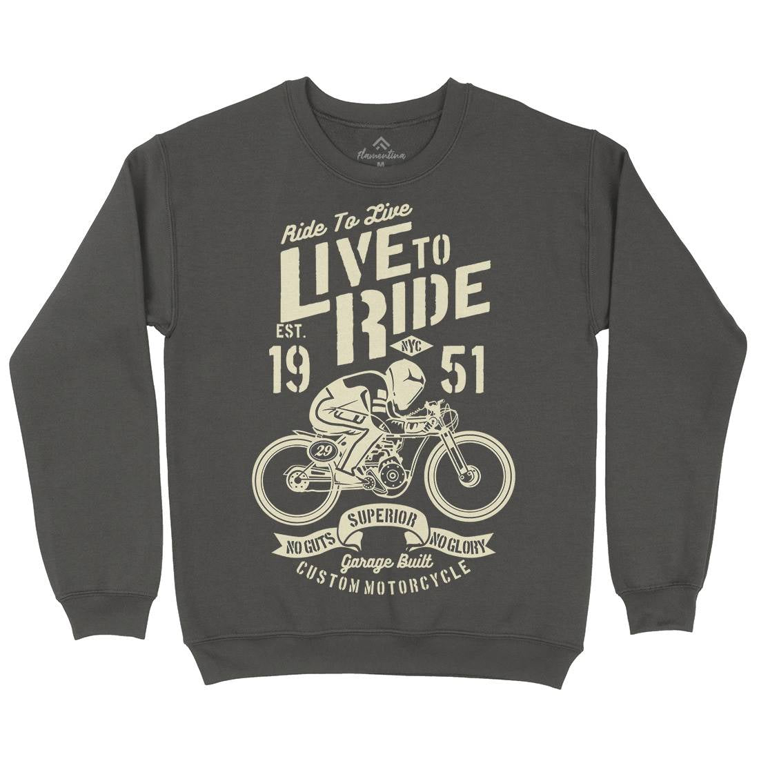 Live To Ride Mens Crew Neck Sweatshirt Motorcycles B227