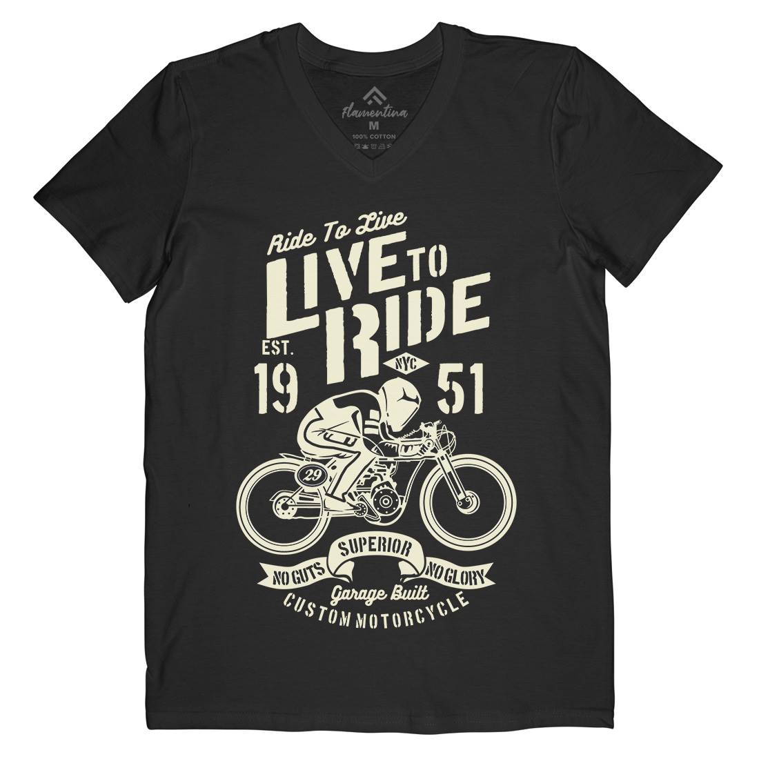 Live To Ride Mens Organic V-Neck T-Shirt Motorcycles B227