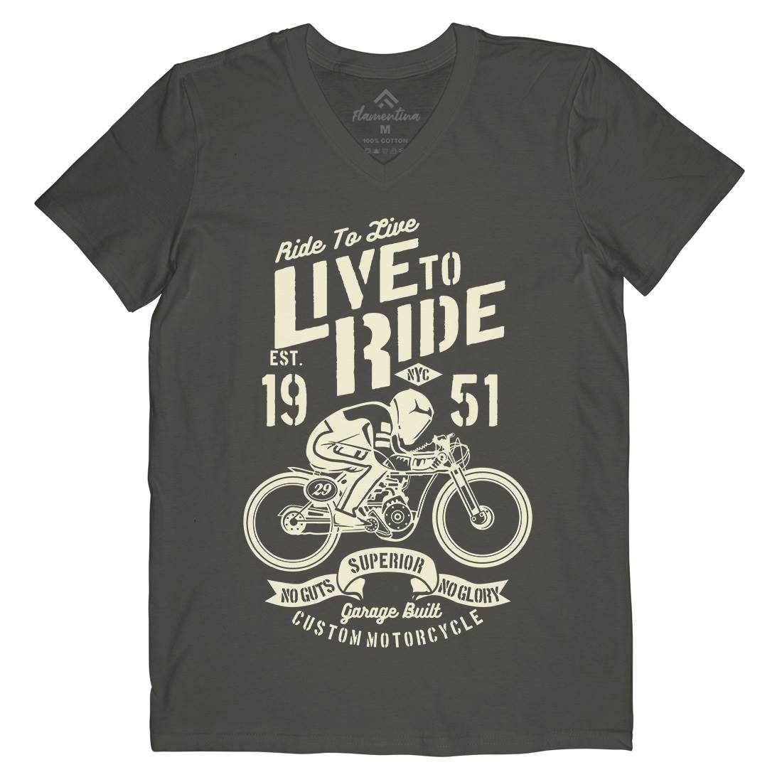Live To Ride Mens V-Neck T-Shirt Motorcycles B227