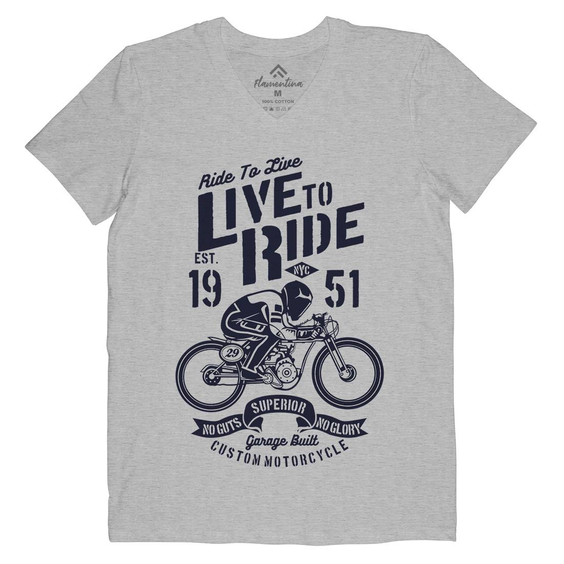 Live To Ride Mens V-Neck T-Shirt Motorcycles B227