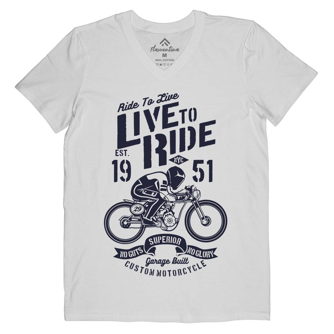 Live To Ride Mens V-Neck T-Shirt Motorcycles B227