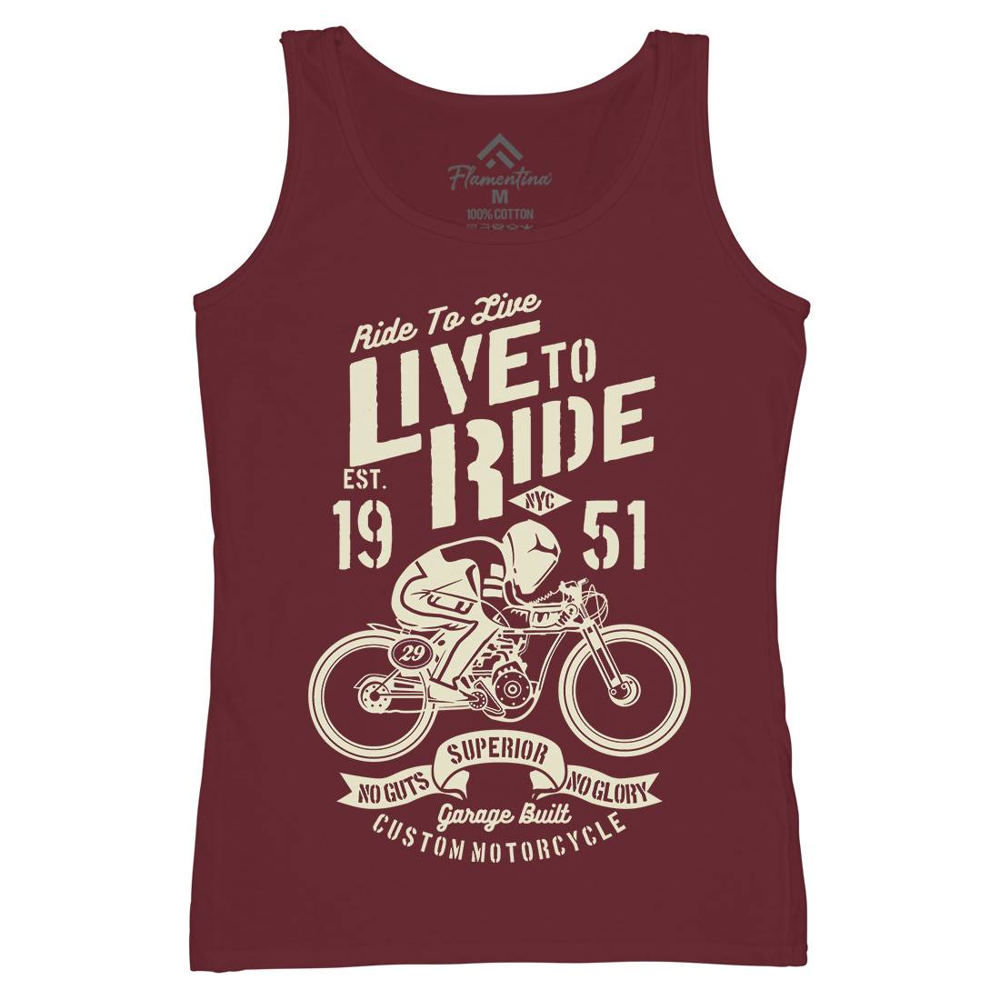 Live To Ride Womens Organic Tank Top Vest Motorcycles B227