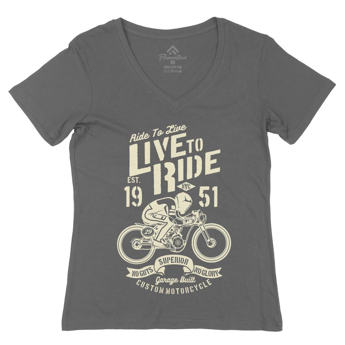 Live To Ride Womens Organic V-Neck T-Shirt Motorcycles B227