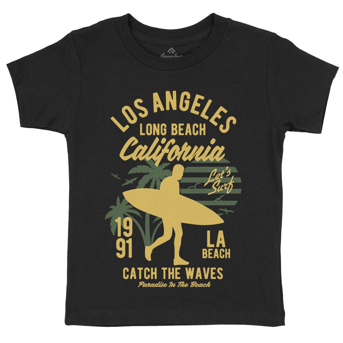Los Angeles Long Kids Organic Crew Neck T-Shirt Surf B228