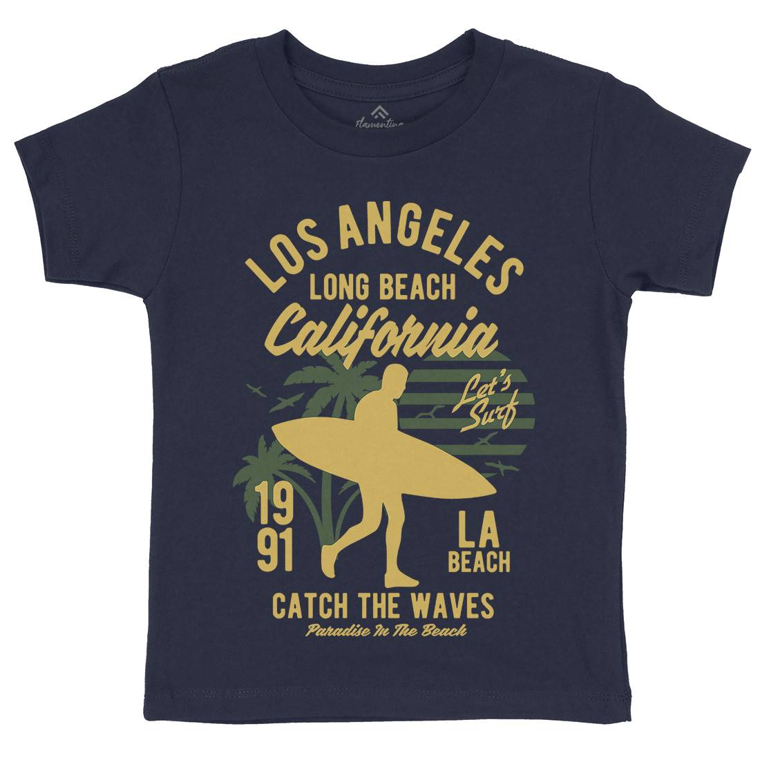 Los Angeles Long Kids Organic Crew Neck T-Shirt Surf B228