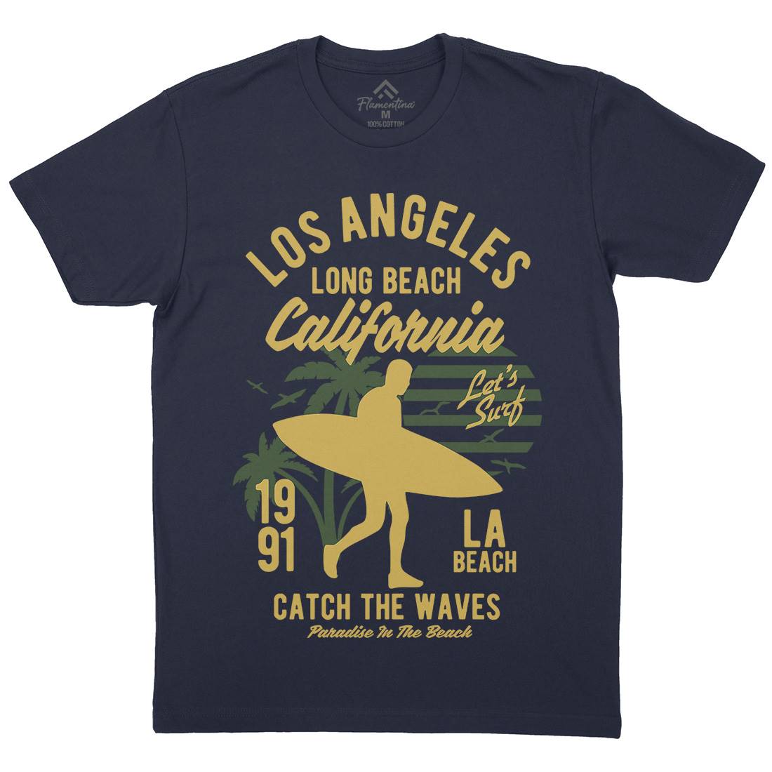 Los Angeles Long Mens Crew Neck T-Shirt Surf B228