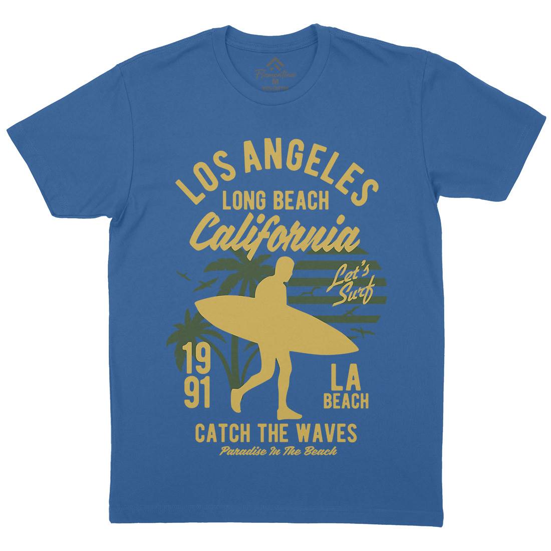 Los Angeles Long Mens Crew Neck T-Shirt Surf B228