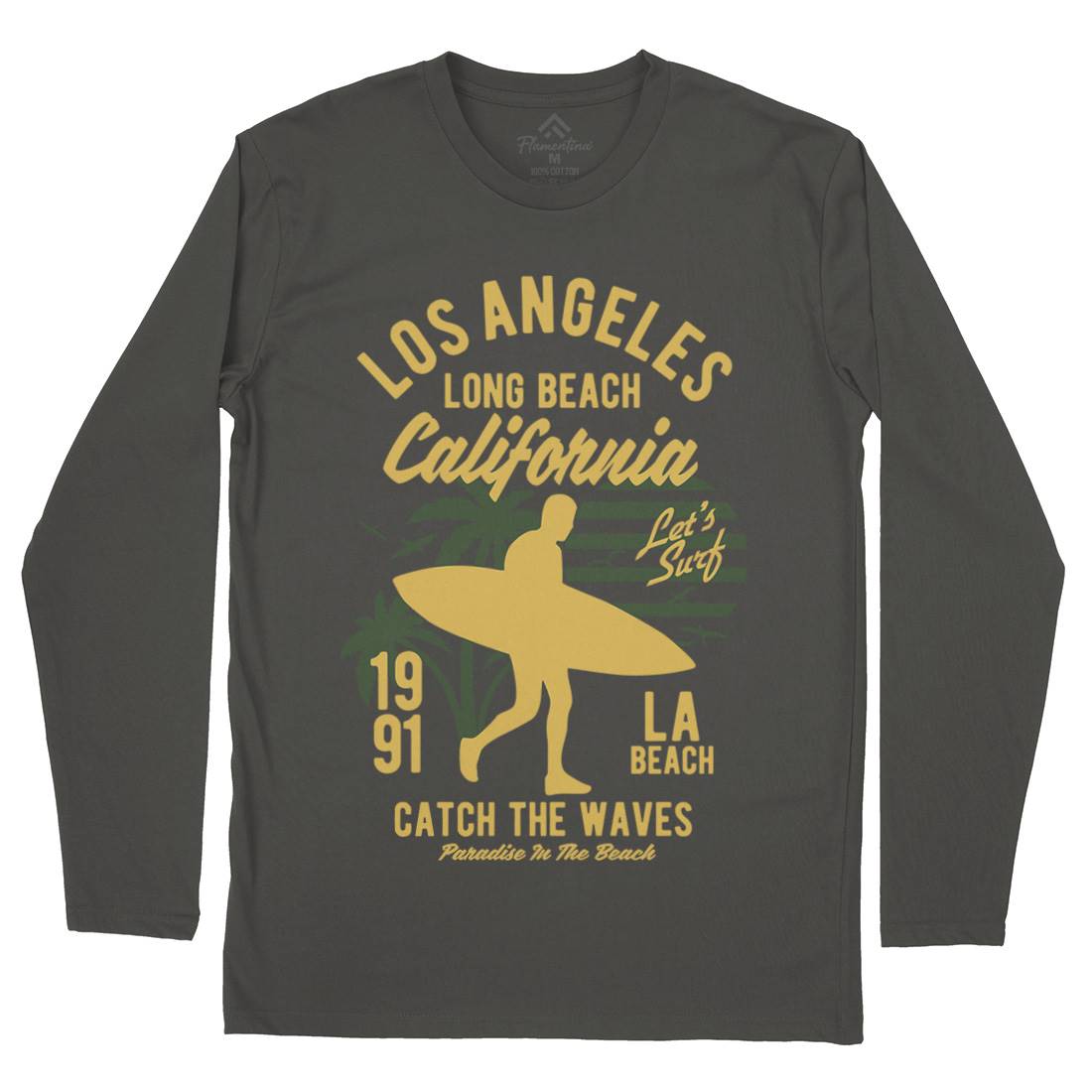 Los Angeles Long Mens Long Sleeve T-Shirt Surf B228