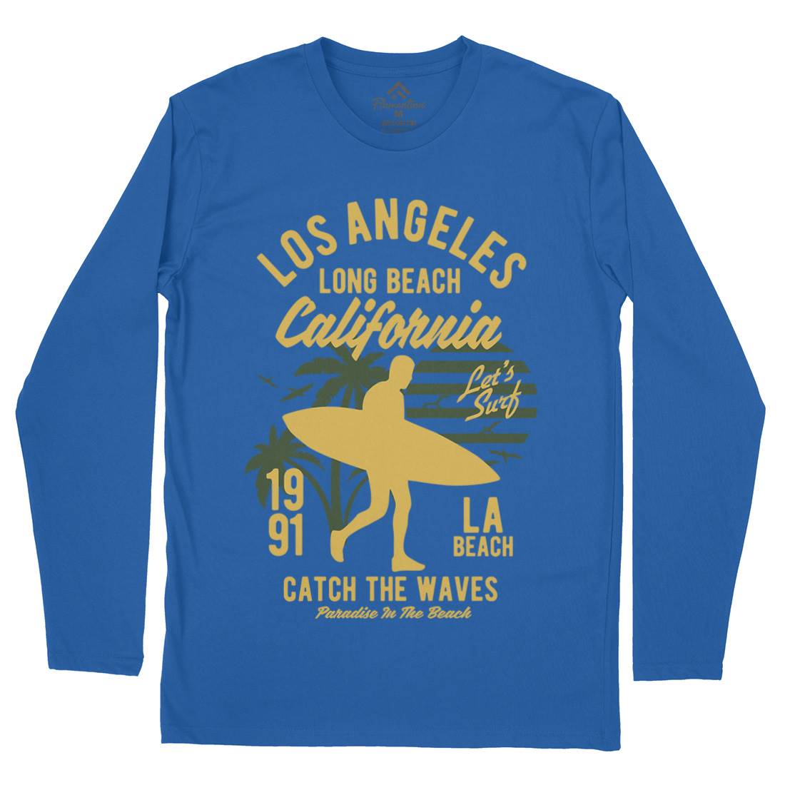 Los Angeles Long Mens Long Sleeve T-Shirt Surf B228