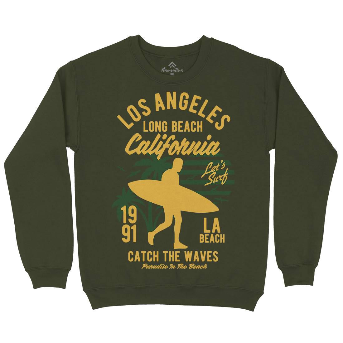 Los Angeles Long Mens Crew Neck Sweatshirt Surf B228