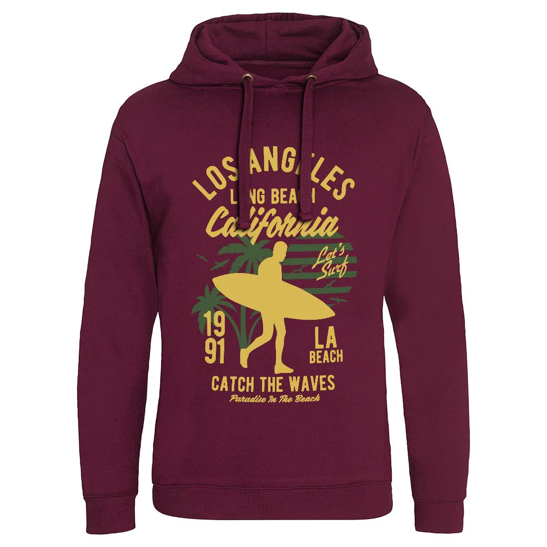 Los Angeles Long Mens Hoodie Without Pocket Surf B228