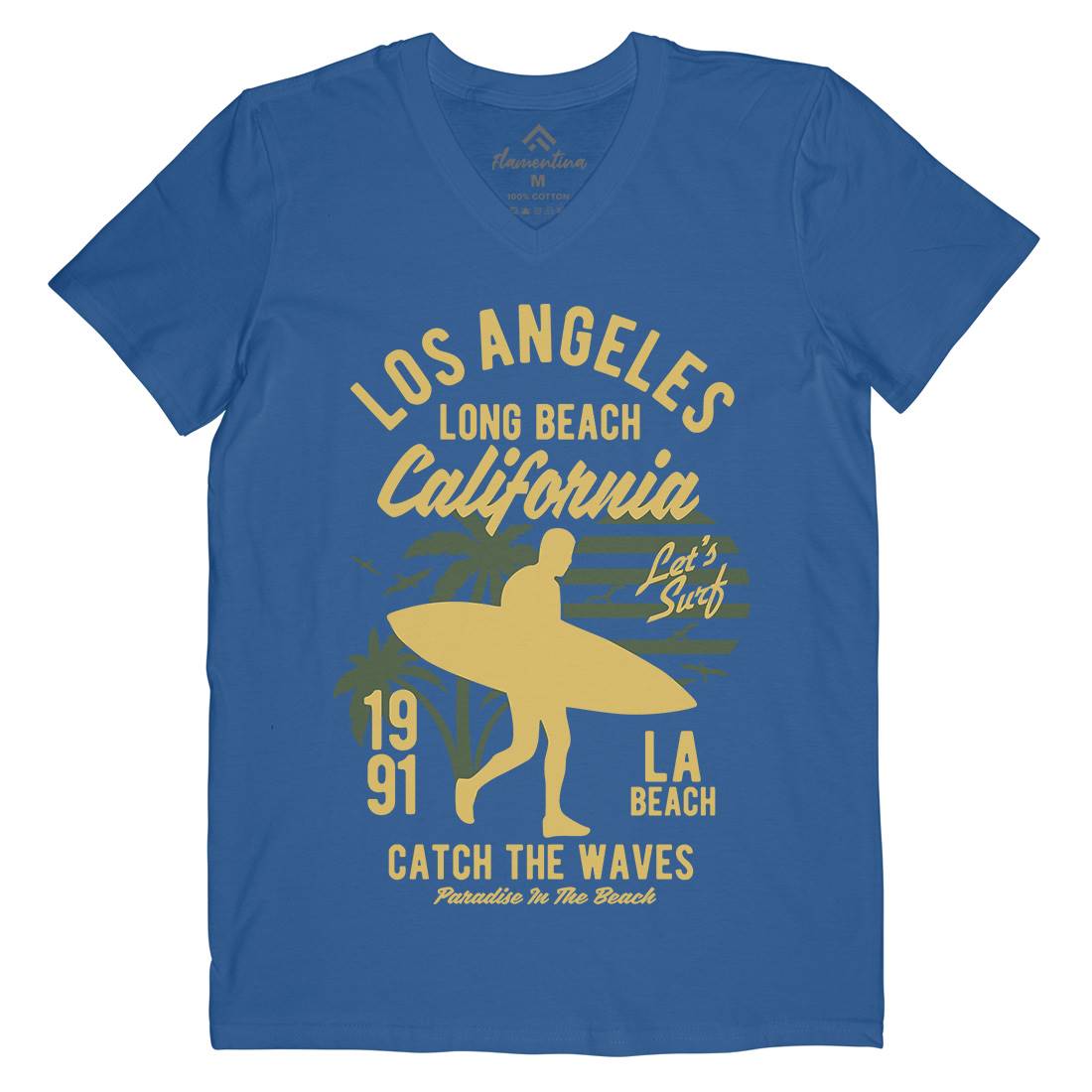 Los Angeles Long Mens V-Neck T-Shirt Surf B228