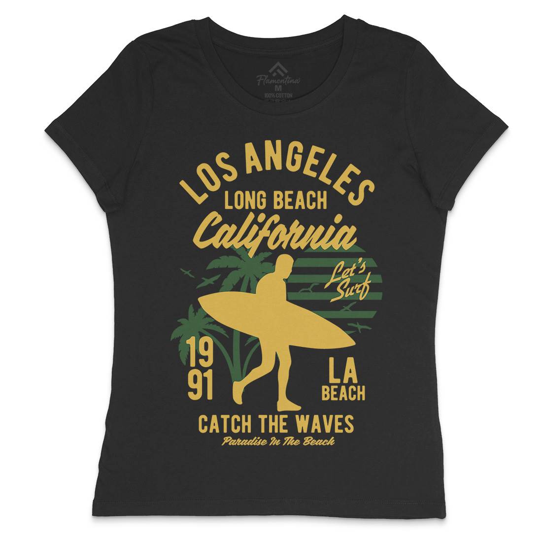 Los Angeles Long Womens Crew Neck T-Shirt Surf B228