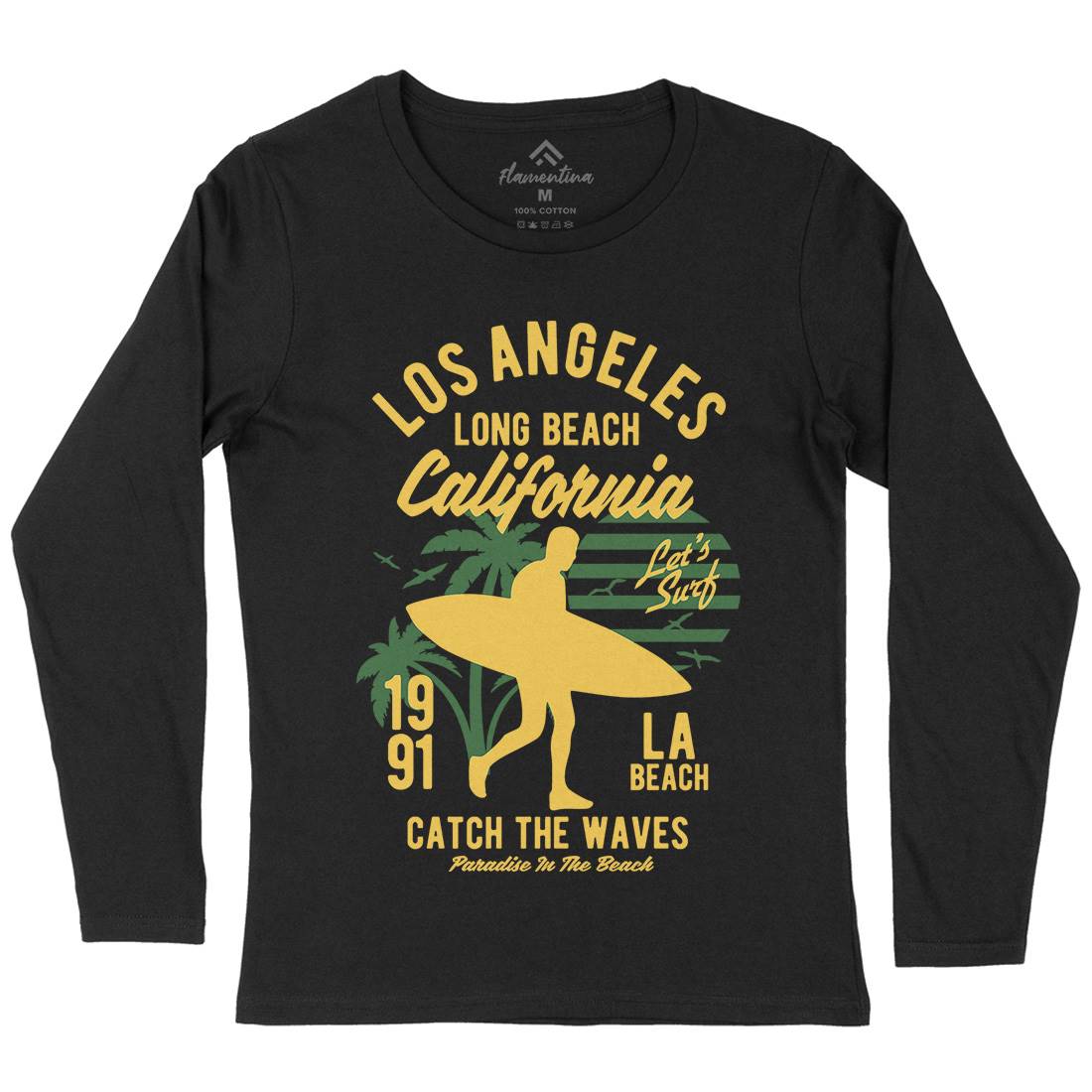Los Angeles Long Womens Long Sleeve T-Shirt Surf B228