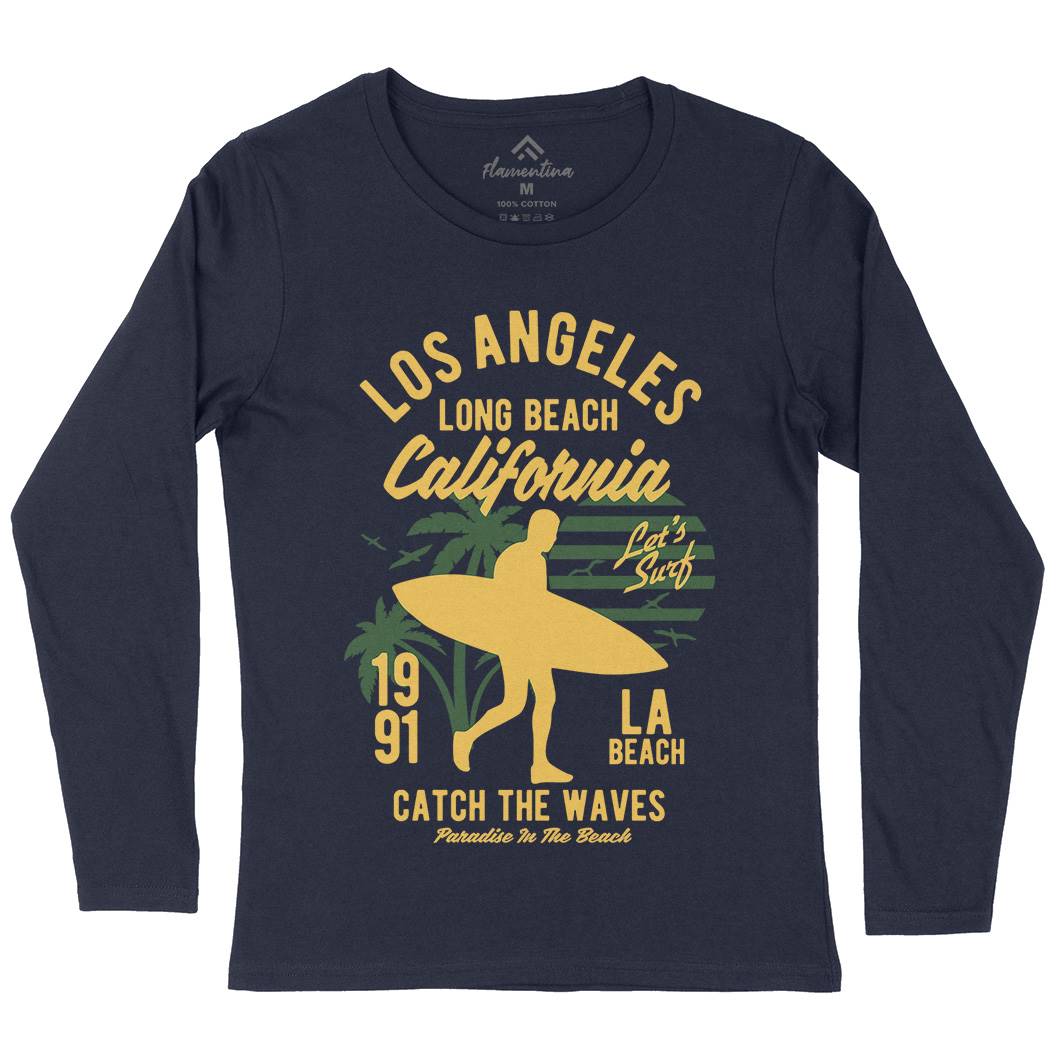 Los Angeles Long Womens Long Sleeve T-Shirt Surf B228