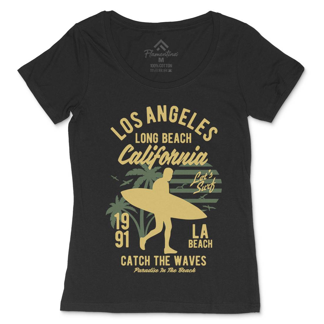 Los Angeles Long Womens Scoop Neck T-Shirt Surf B228