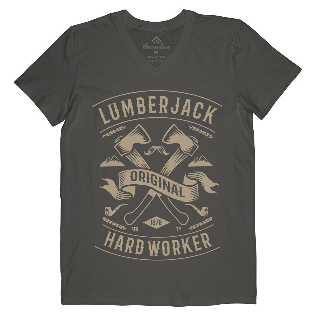 Lumberjack Mens V-Neck T-Shirt Retro B229