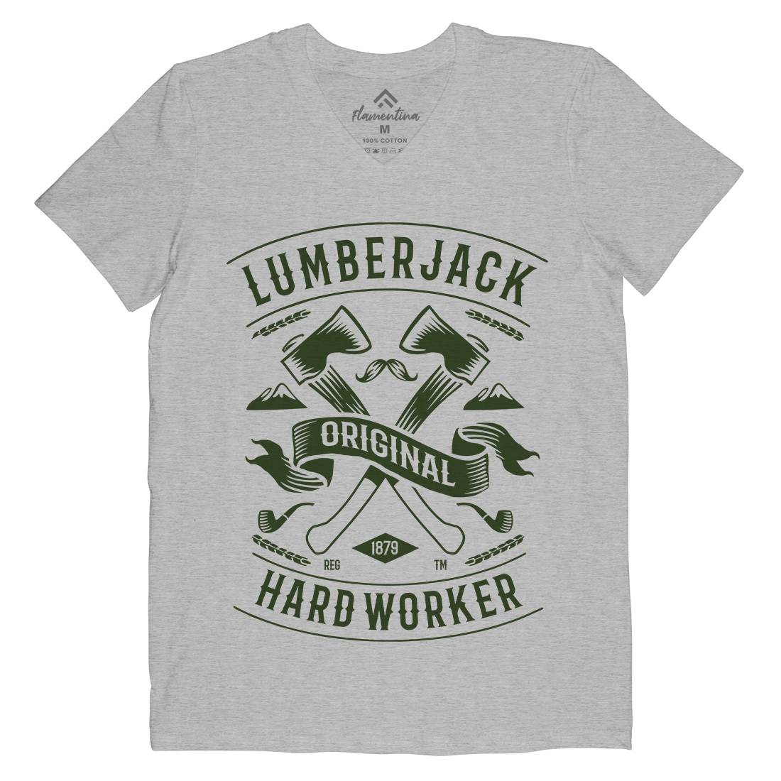 Lumberjack Mens V-Neck T-Shirt Retro B229