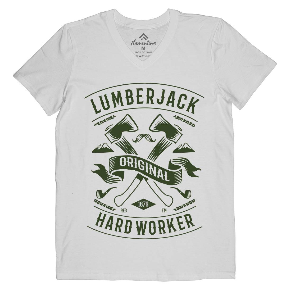 Lumberjack Mens Organic V-Neck T-Shirt Retro B229